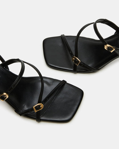VANTAGE Black Women's Square-Toe Strappy Slingback Heel | Steve Madden