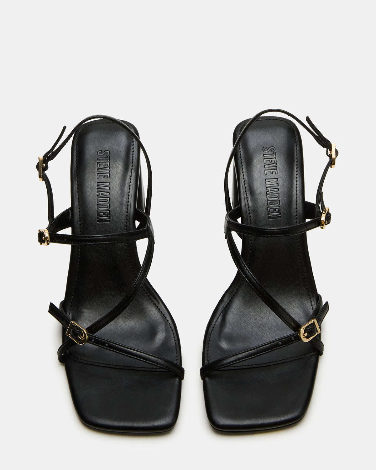 VANTAGE Black Women's Square-Toe Strappy Slingback Heel | Steve Madden
