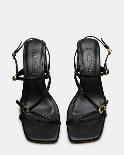 VANTAGE Black Women's Square-Toe Strappy Slingback Heel | Steve Madden