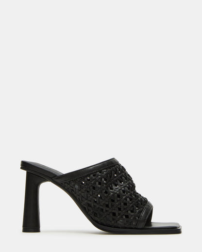 FRESCA Black Woven Square-Toe Mule Women's Heel | Steve Madden