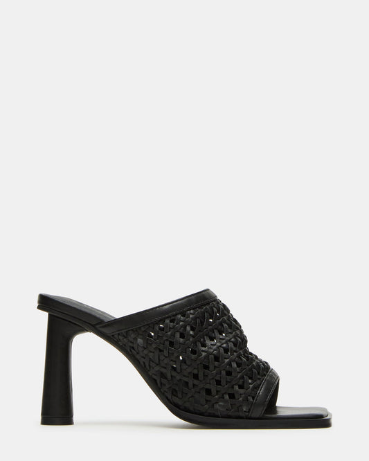 FRESCA Black Woven Square-Toe Mule Women's Heel | Steve Madden