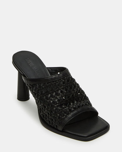 FRESCA Black Woven Square-Toe Mule Women's Heel | Steve Madden