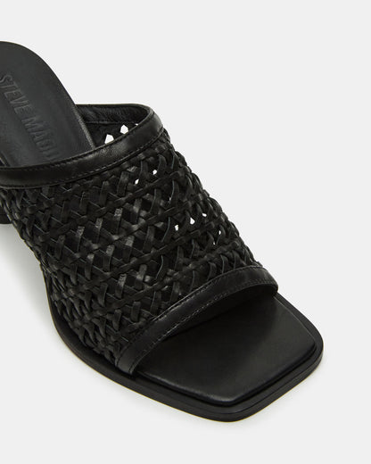 FRESCA Black Woven Square-Toe Mule Women's Heel | Steve Madden