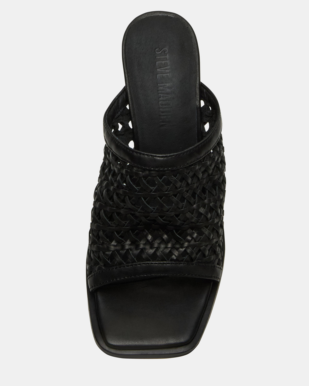 FRESCA Black Woven Square-Toe Mule Women's Heel | Steve Madden