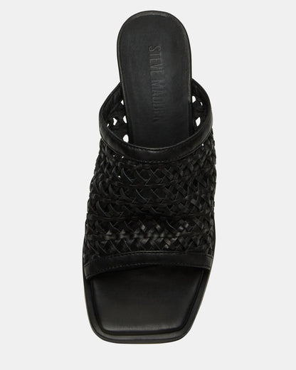 FRESCA Black Woven Square-Toe Mule Women's Heel | Steve Madden
