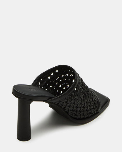 FRESCA Black Woven Square-Toe Mule Women's Heel | Steve Madden