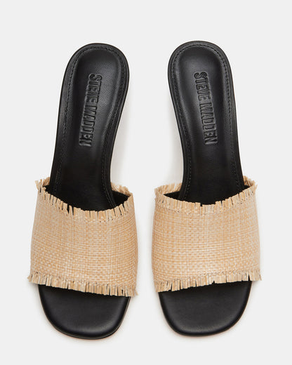 CRESCENT Raffia Square Toe Mule Heel | Women's Heels | Steve Madden