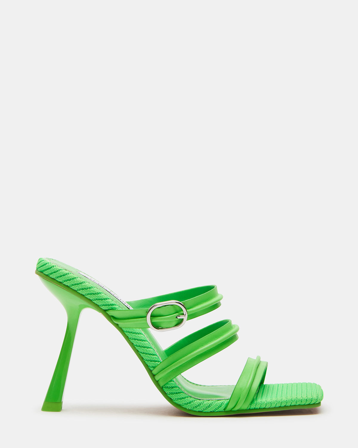 TRIN Green Strappy Square Toe Mule | Women's Heels | Steve Madden