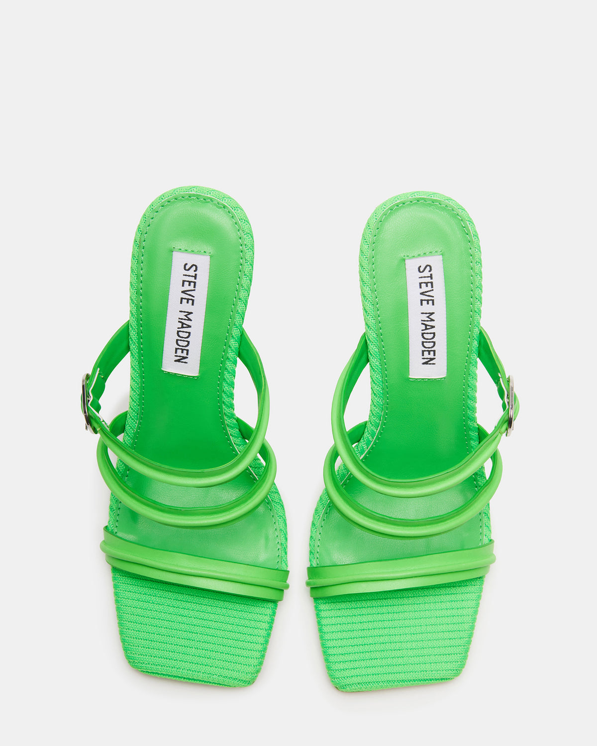 TRIN Green Strappy Square Toe Mule | Women's Heels | Steve Madden