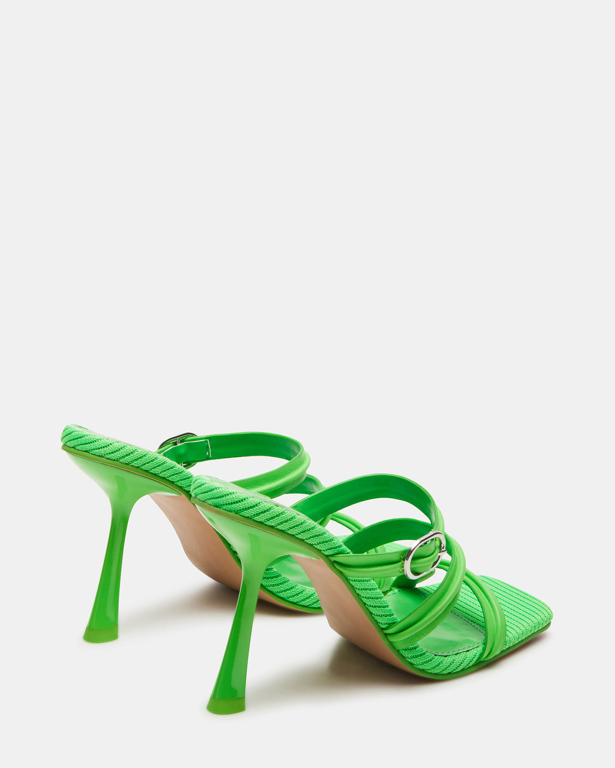 TRIN Green Strappy Square Toe Mule | Women's Heels | Steve Madden