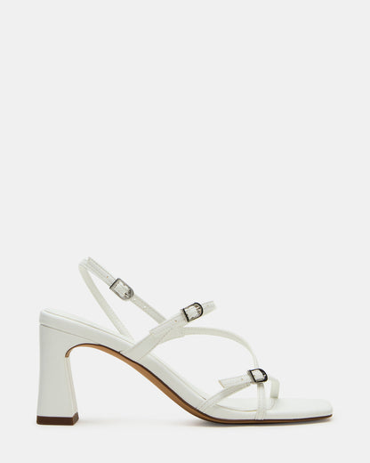 VANTAGE White Women's Square-Toe Strappy Slingback Heel | Steve Madden