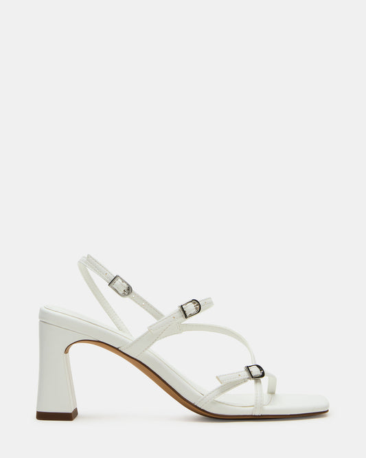 VANTAGE White Women's Square-Toe Strappy Slingback Heel | Steve Madden