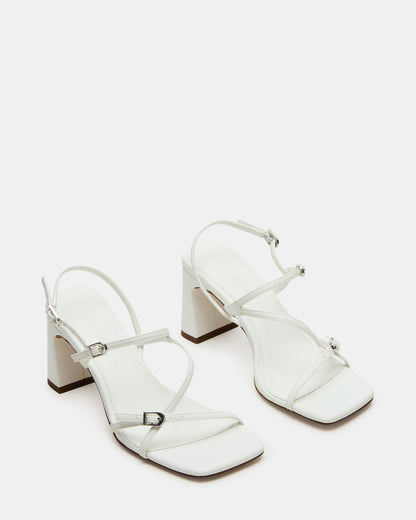 VANTAGE White Women's Square-Toe Strappy Slingback Heel | Steve Madden
