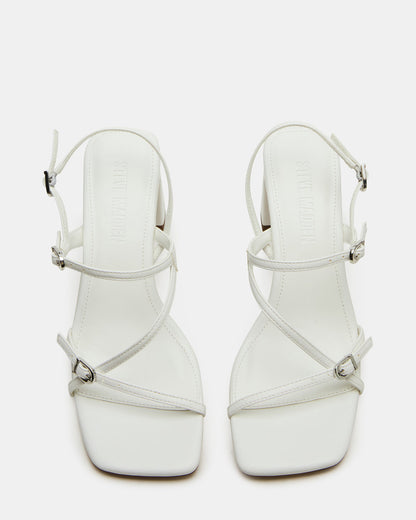 VANTAGE White Women's Square-Toe Strappy Slingback Heel | Steve Madden