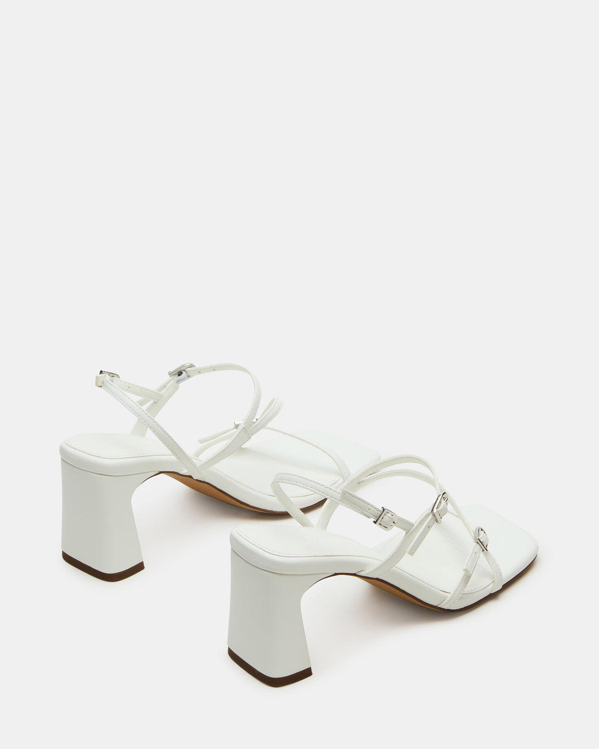 VANTAGE White Women's Square-Toe Strappy Slingback Heel | Steve Madden