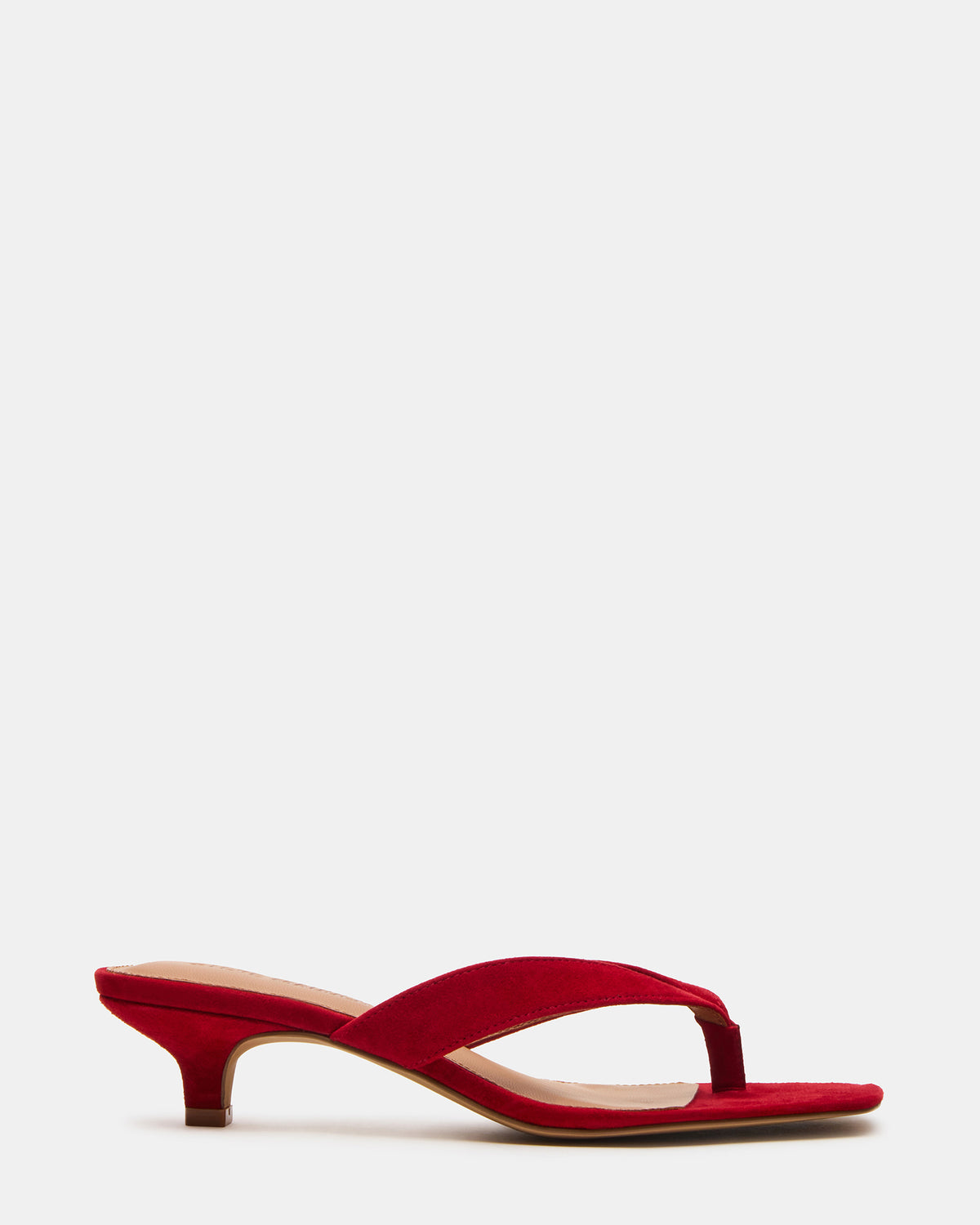 TRACIE Red Suede Thong Strap Women's Kitten Heel | Steve Madden