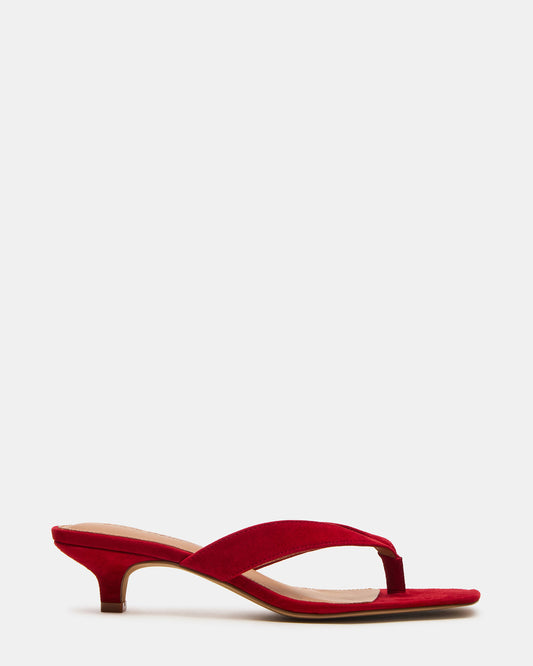 TRACIE Red Suede Thong Strap Women's Kitten Heel | Steve Madden
