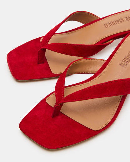 TRACIE Red Suede Thong Strap Women's Kitten Heel | Steve Madden