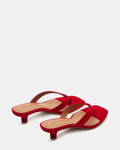 TRACIE Red Suede Thong Strap Women's Kitten Heel | Steve Madden