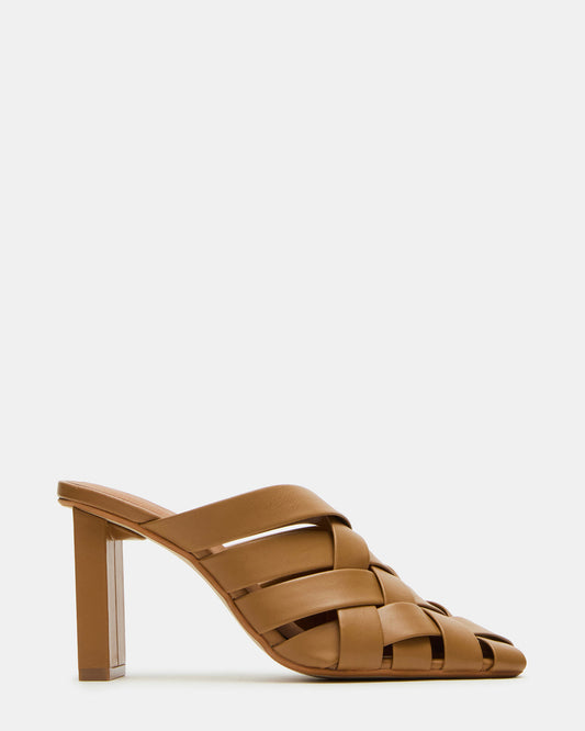 NAKITA Natural Square-Toe Woven Mule Women's Heel | Steve Madden