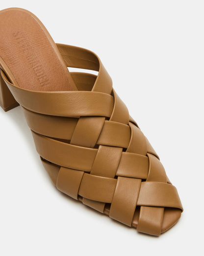 NAKITA Natural Square-Toe Woven Mule Women's Heel | Steve Madden