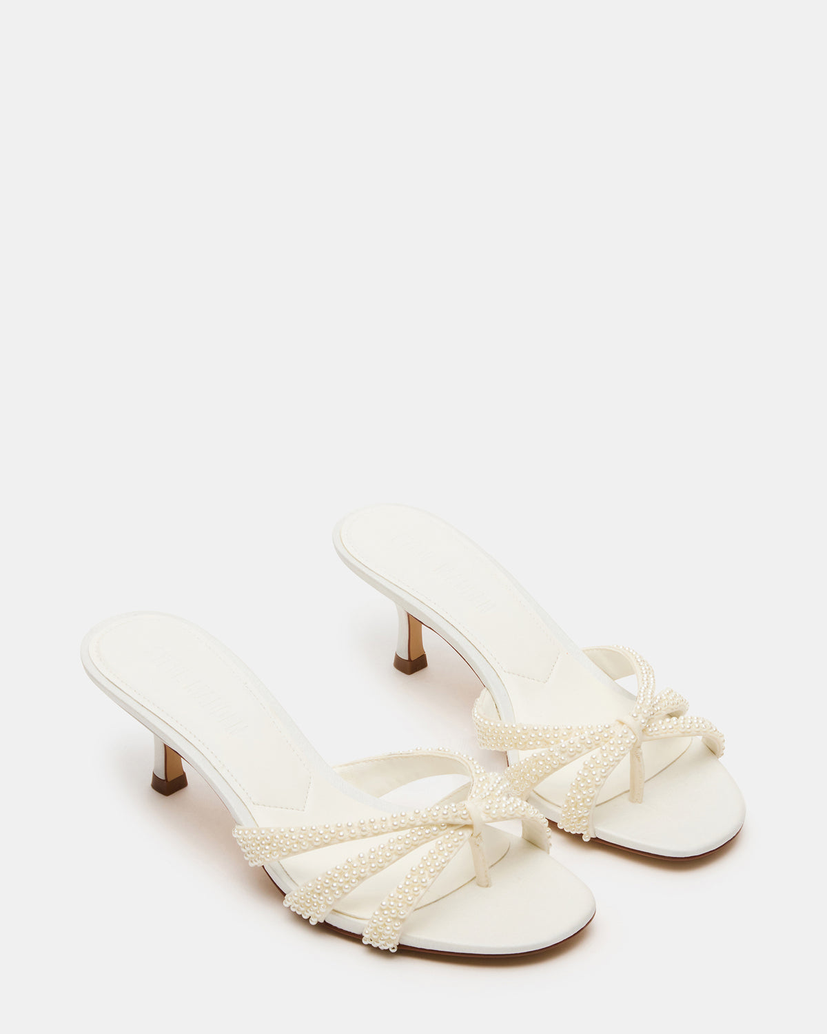 CARY Pearl Ivory Square-Toe Strappy Mule Women's Heel | Steve Madden