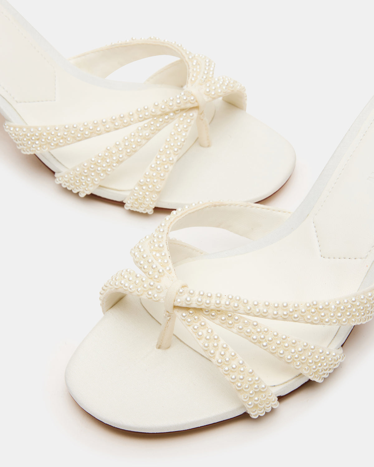 CARY Pearl Ivory Square-Toe Strappy Mule Women's Heel | Steve Madden