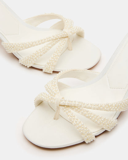 CARY Pearl Ivory Square-Toe Strappy Mule Women's Heel | Steve Madden