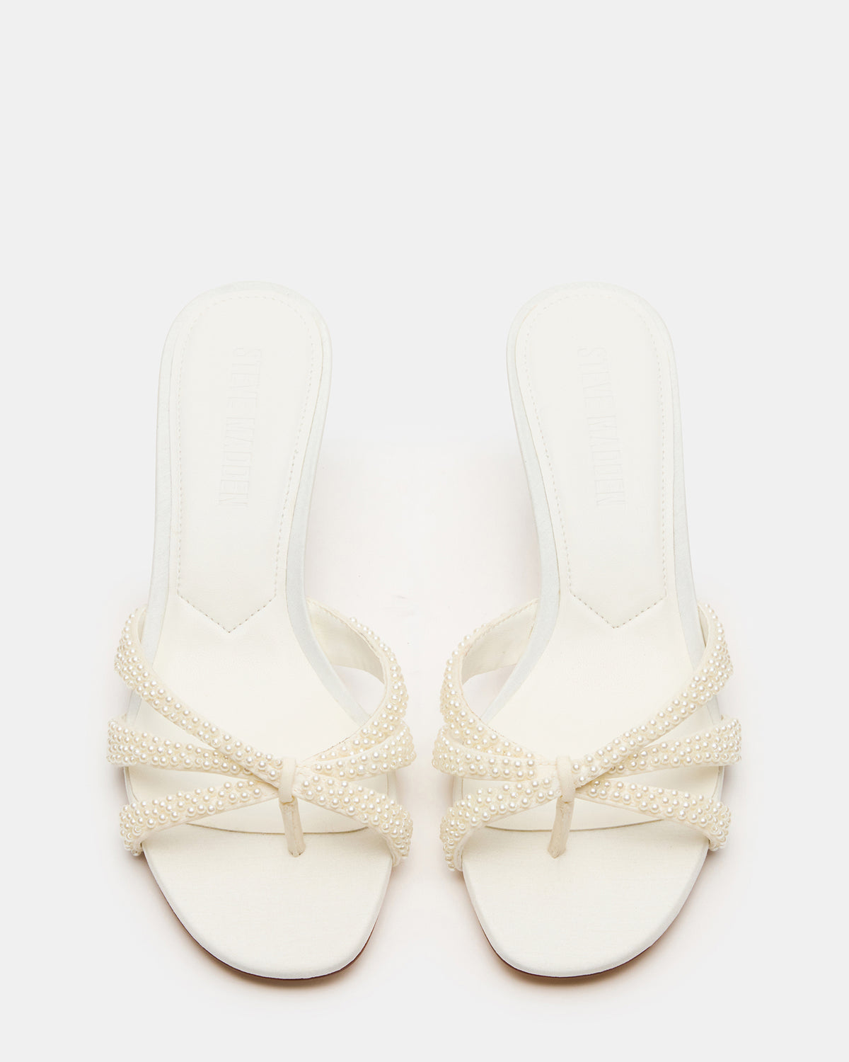 CARY Pearl Ivory Square-Toe Strappy Mule Women's Heel | Steve Madden