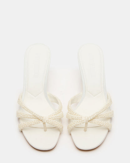 CARY Pearl Ivory Square-Toe Strappy Mule Women's Heel | Steve Madden