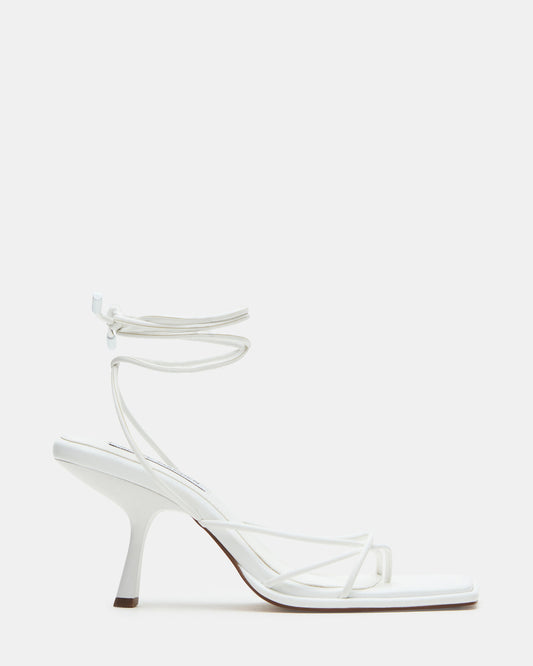 JOLENE White Strappy Lace-Up Heel | Women's Heels | Steve Madden