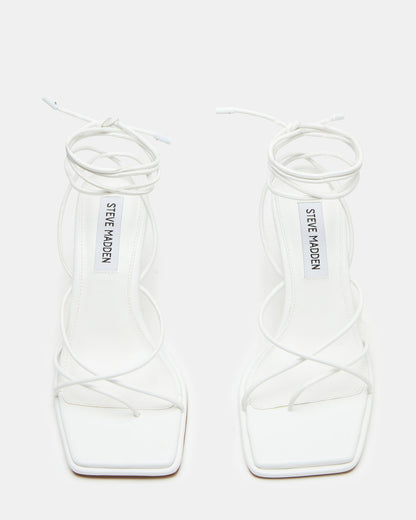 JOLENE White Strappy Lace-Up Heel | Women's Heels | Steve Madden