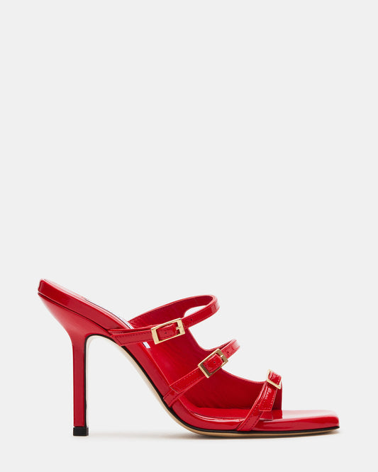 OPULENT Red Leather Square Toe Mule Heel | Women's Heels | Steve Madden
