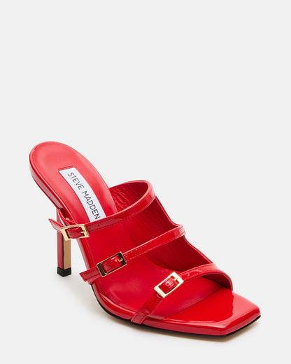 OPULENT Red Leather Square Toe Mule Heel | Women's Heels | Steve Madden