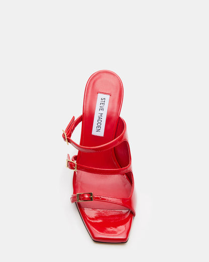 OPULENT Red Leather Square Toe Mule Heel | Women's Heels | Steve Madden