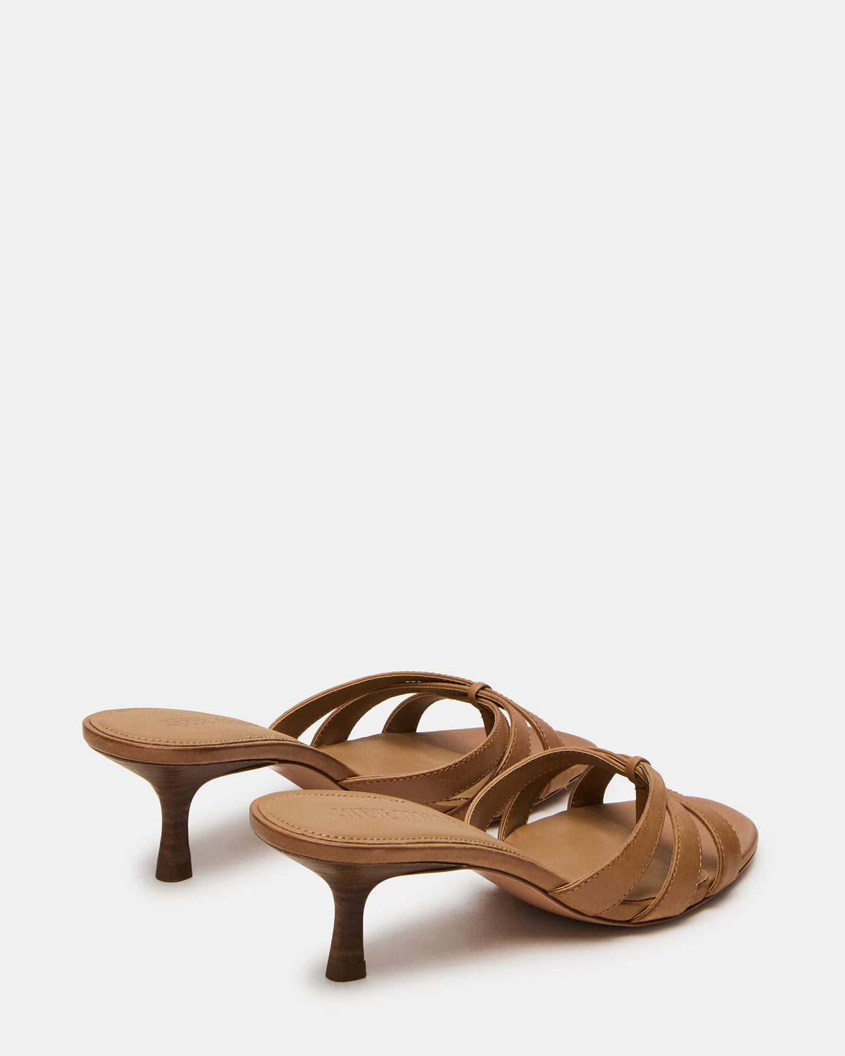 CARY Camel Leather Square-Toe Strappy Mule Women's Heel | Steve Madden