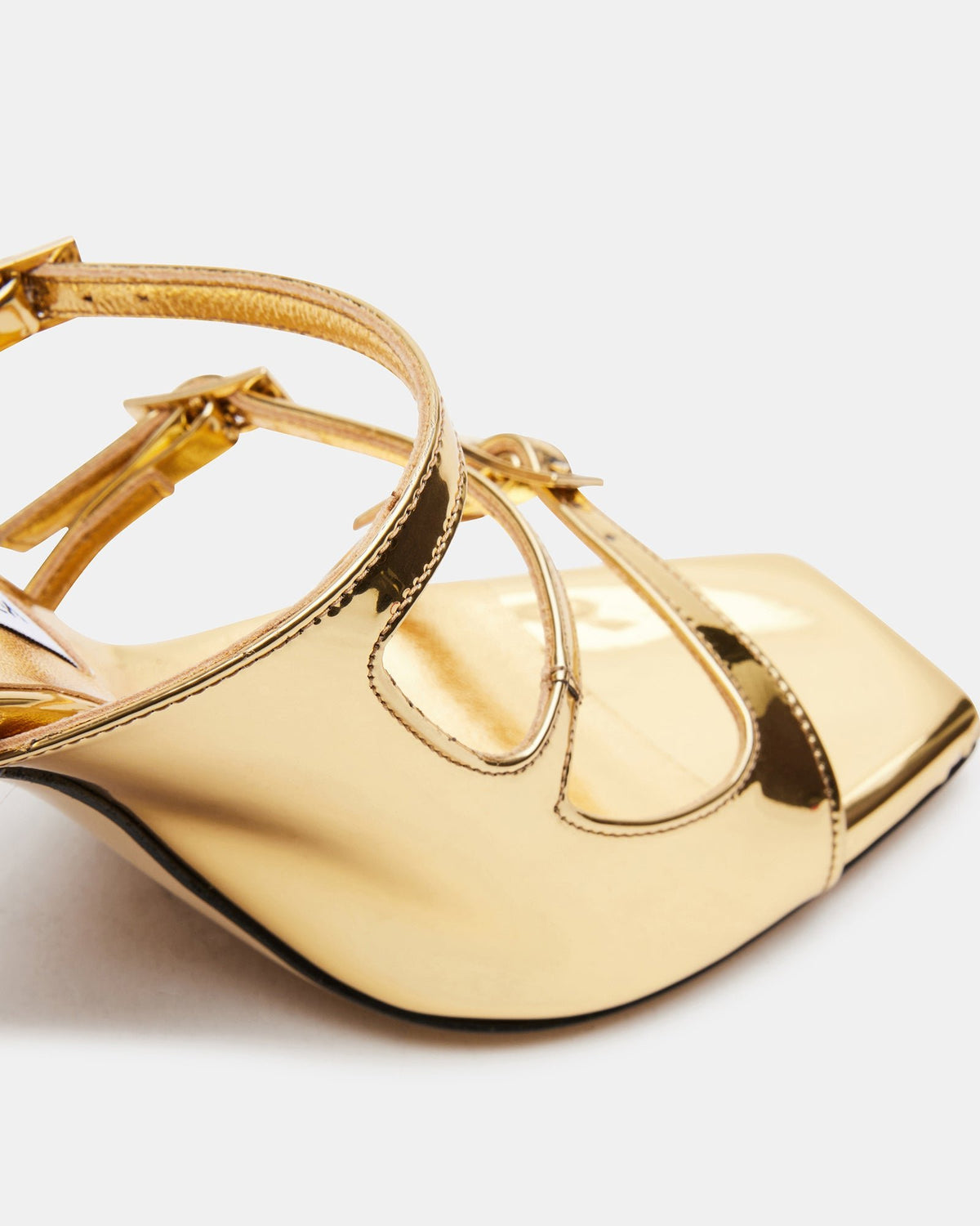 OPULENT Gold Leather Square Toe Mule Heel | Women's Heels | Steve Madden