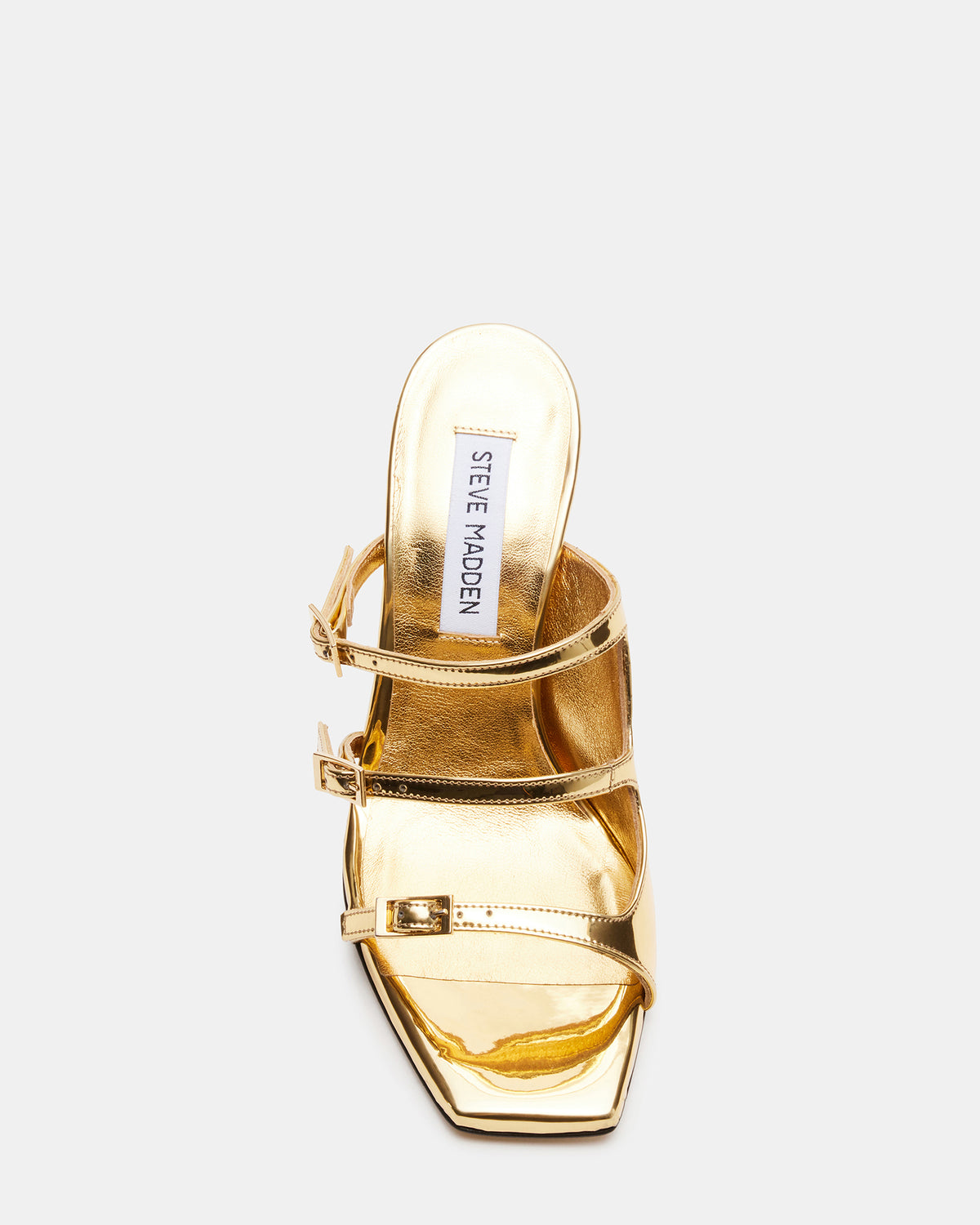 OPULENT Gold Leather Square Toe Mule Heel | Women's Heels | Steve Madden