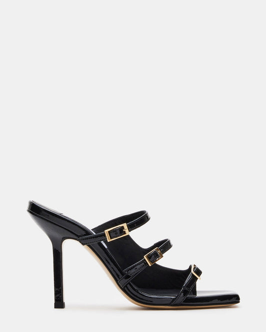 OPULENT Black Leather Square Toe Mule Heel | Women's Heels | Steve Madden
