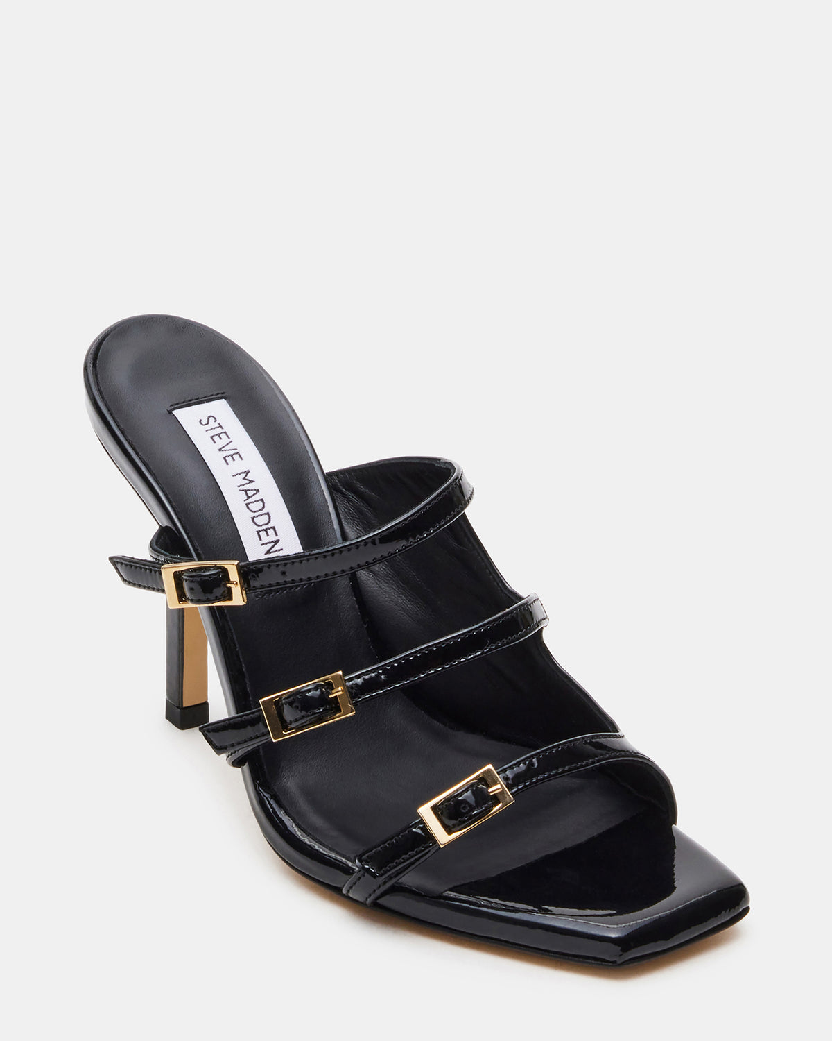 OPULENT Black Leather Square Toe Mule Heel | Women's Heels | Steve Madden