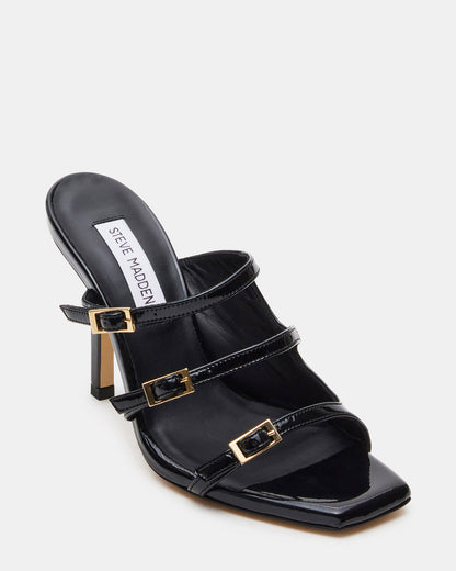 OPULENT Black Leather Square Toe Mule Heel | Women's Heels | Steve Madden