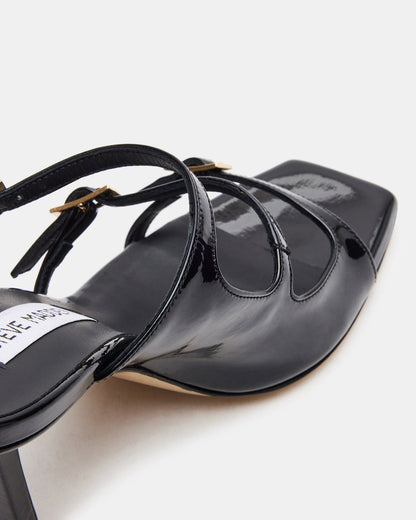 OPULENT Black Leather Square Toe Mule Heel | Women's Heels | Steve Madden