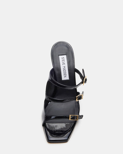 OPULENT Black Leather Square Toe Mule Heel | Women's Heels | Steve Madden
