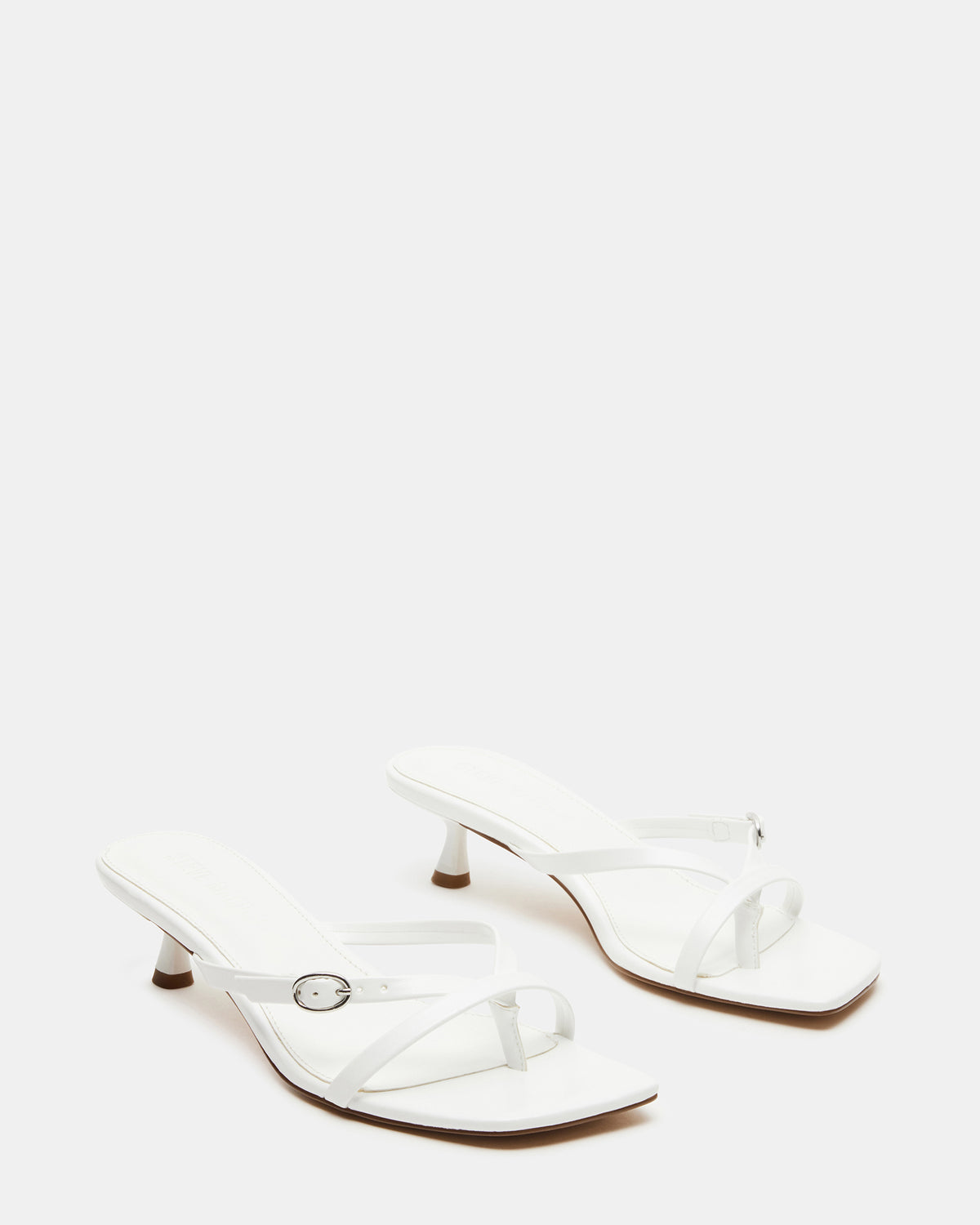 JANA White Strappy Mule Kitten Heel | Women's Heels | Steve Madden