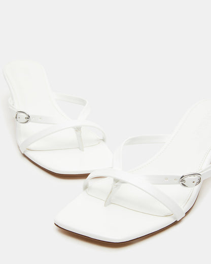 JANA White Strappy Mule Kitten Heel | Women's Heels | Steve Madden