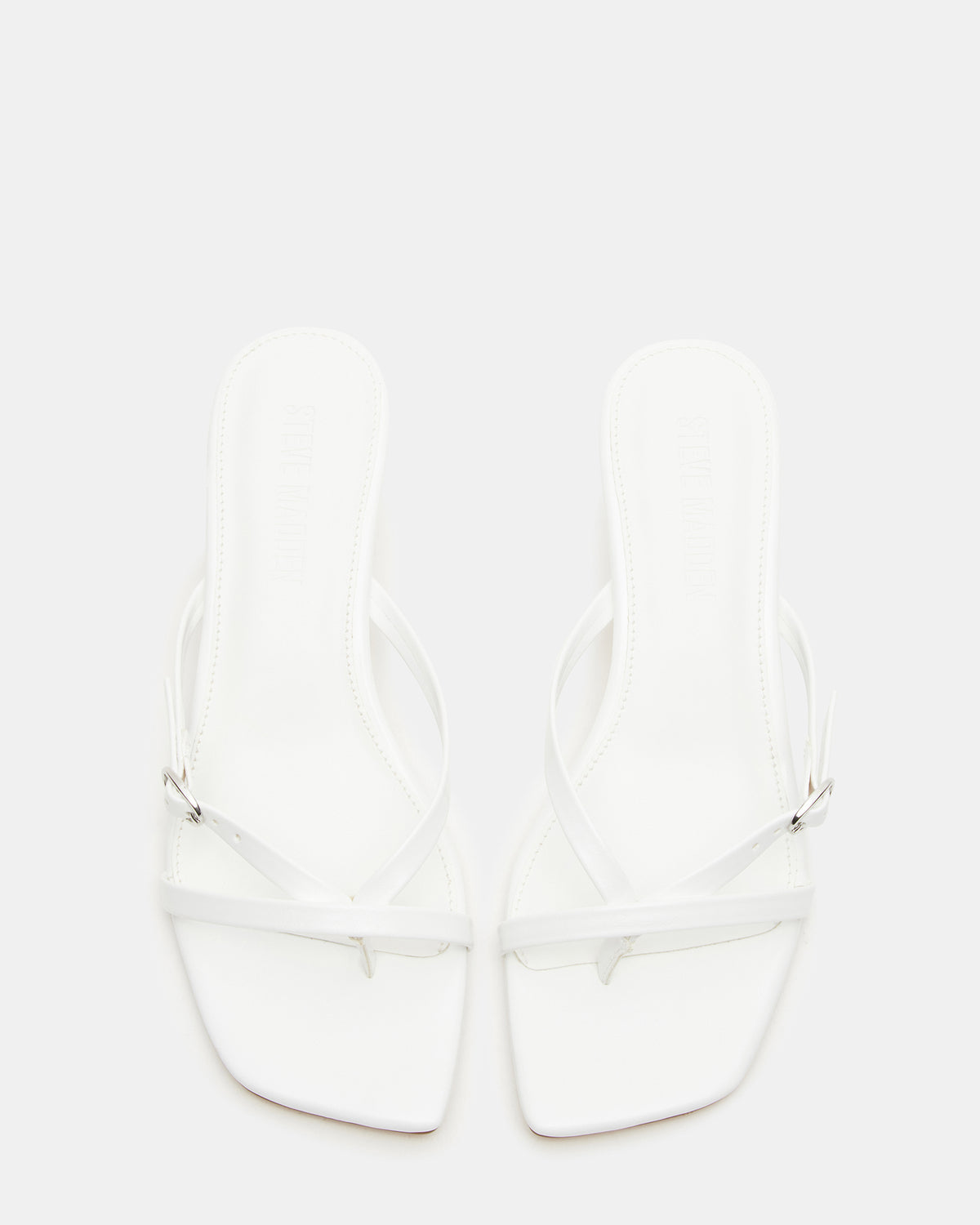 JANA White Strappy Mule Kitten Heel | Women's Heels | Steve Madden