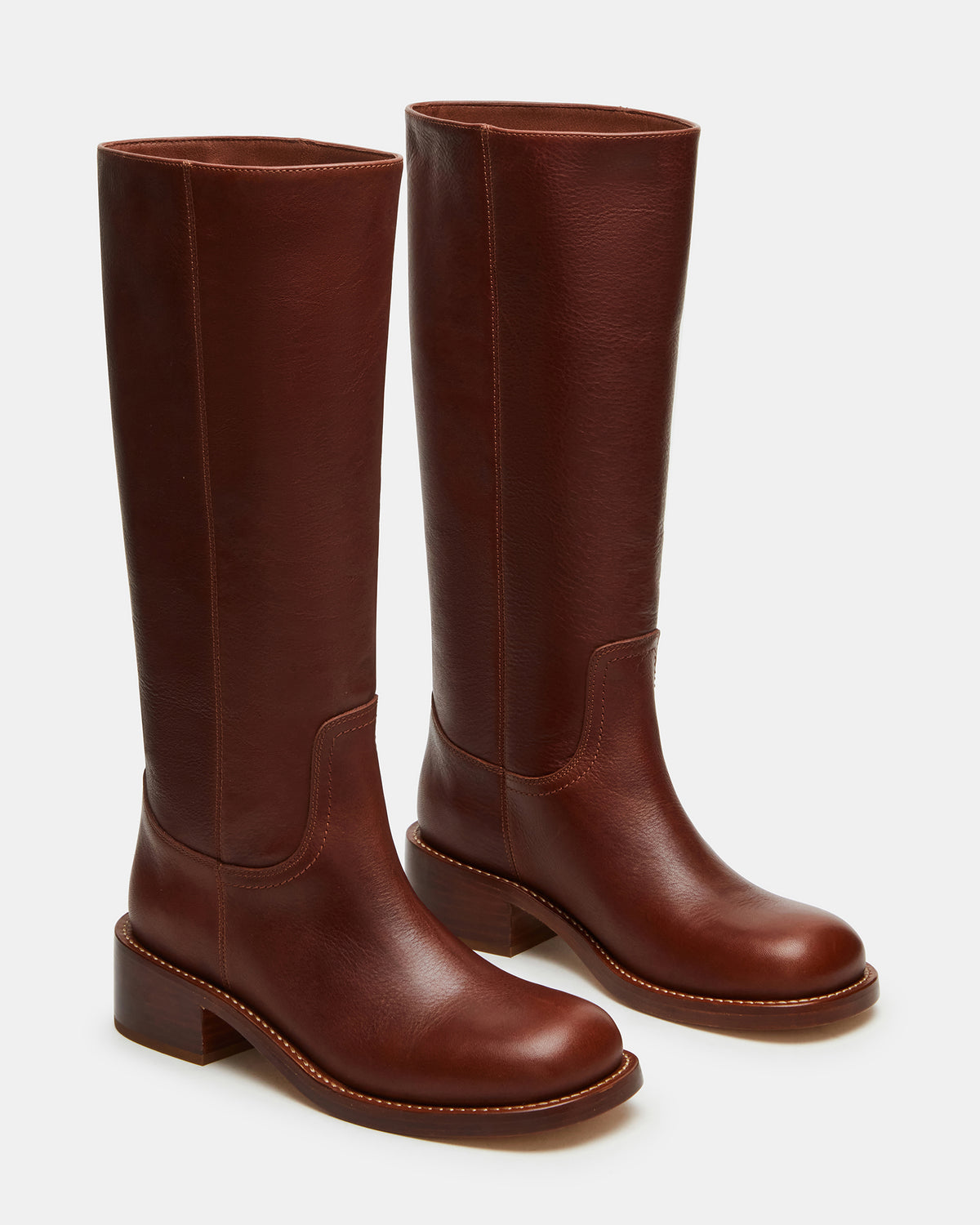 RIGGS Rust Leather Square-Toe Women's Boot | Steve Madden