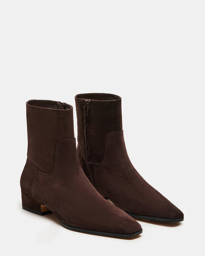 DUSTY Chocolate Brown Suede Women's Ankle Boot | Steve Madden