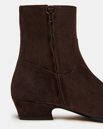 DUSTY Chocolate Brown Suede Women's Ankle Boot | Steve Madden