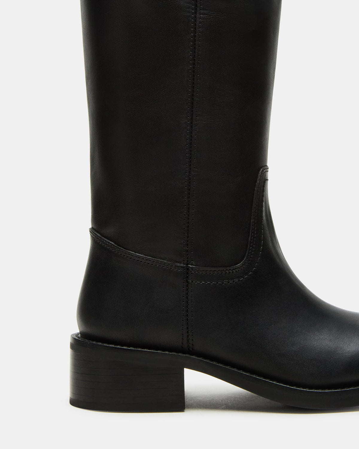 RIGGS Black Leather Wide Calf Square-Toe Women's Boot | Steve Madden